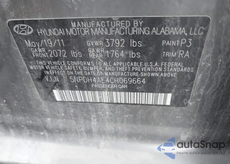 2012 Hyundai Elantra Gls из США, поврежденный, VIN 5NPDH4AE4CH069664